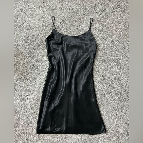 Vintage 90’s Black Satin Strappy Slipdress  by J.B.S. Ltd. size 10 - Picture 10 of 10